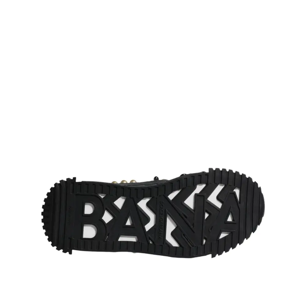 Dolce & Gabbana gabbana black leather sål med banana-tryk og mønster