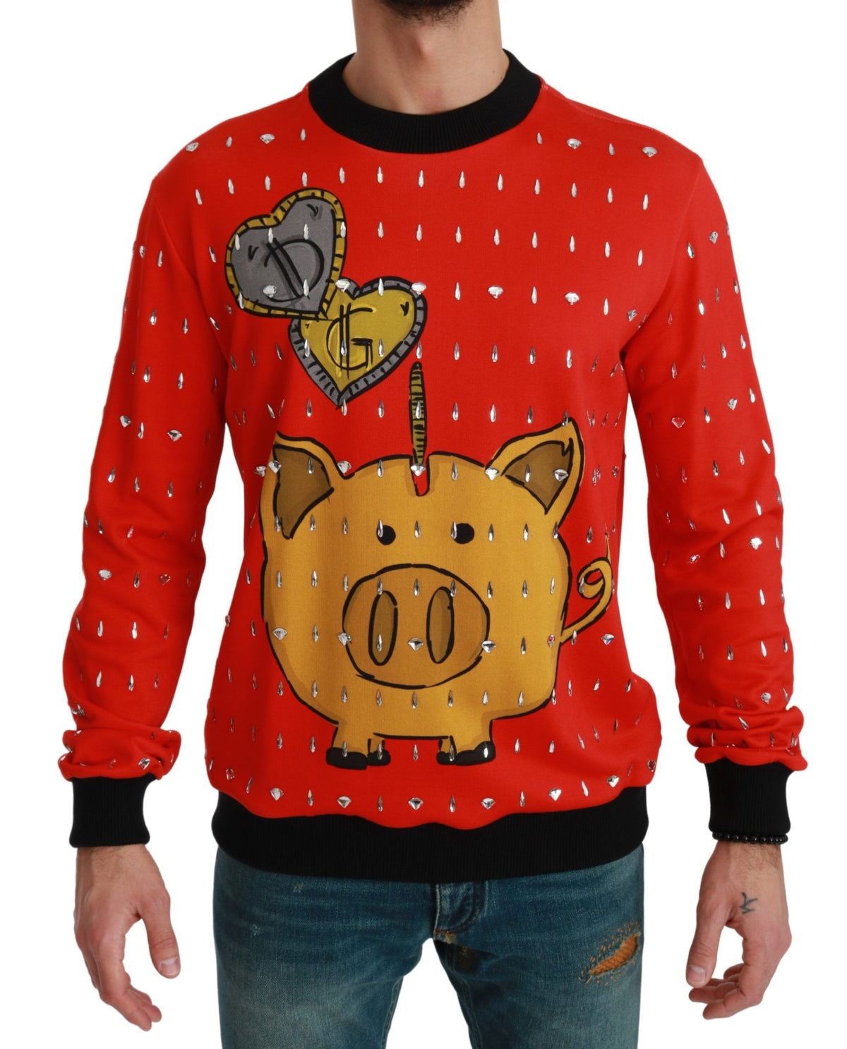 Dolce & Gabbana Year of the Pig sweater med krystaller – rød