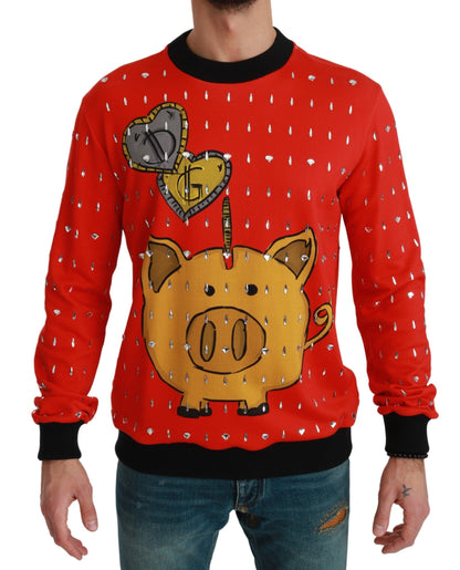 Dolce & Gabbana Year of the Pig sweater med krystaller – rød