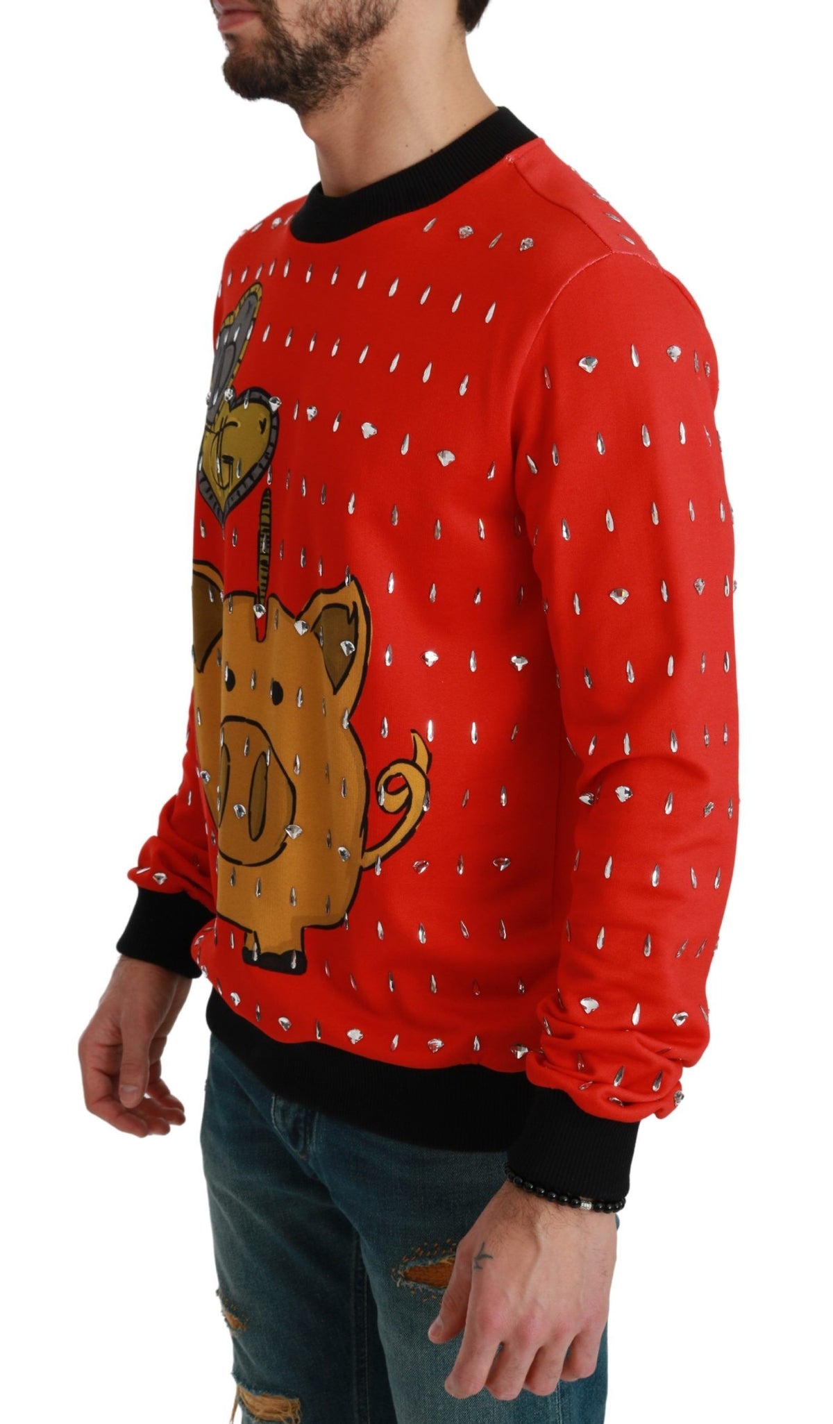 Dolce & Gabbana Year of the Pig sweater med krystaller – rød
