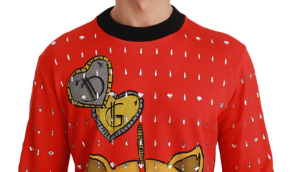 Dolce & Gabbana Year of the Pig sweater med krystaller – rød