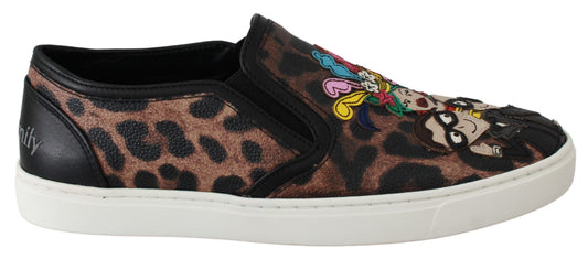 Dolce & Gabbana brune loafers i læder med leopardprint