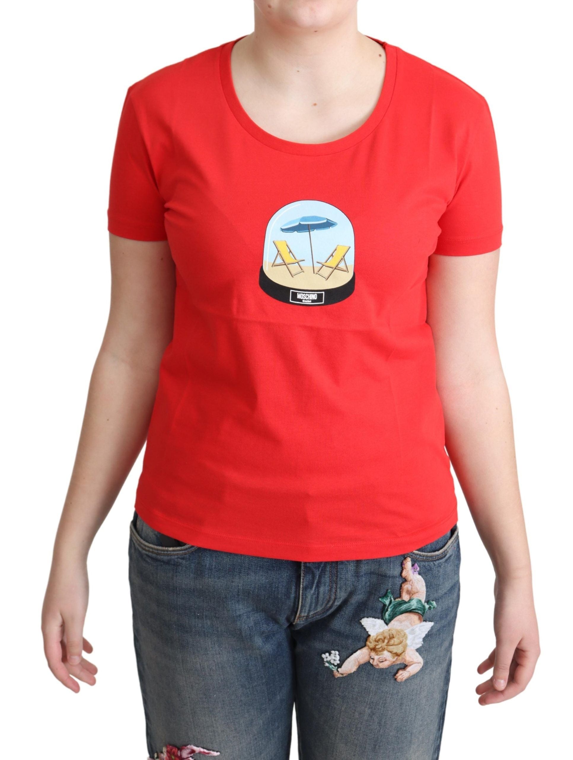 Moschino T-shirt med print i bomuld – rød