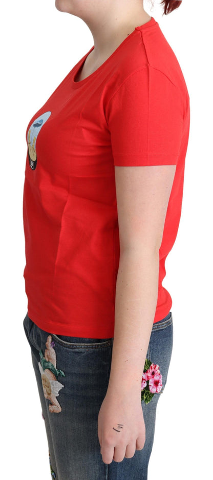 Moschino T-shirt med print i bomuld – rød