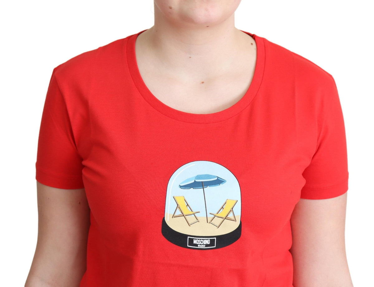 Moschino T-shirt med print i bomuld – rød
