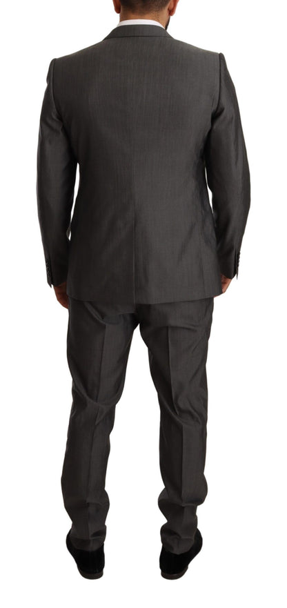 Dolce & Gabbana grå metallic MARTINI slim fit jakkesæt i uld og silke