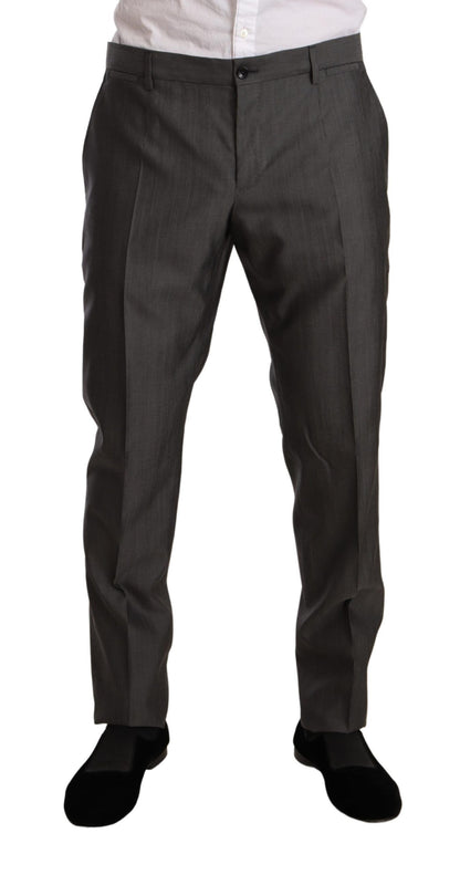 Dolce & Gabbana grå metallic MARTINI slim fit jakkesæt i uld og silke