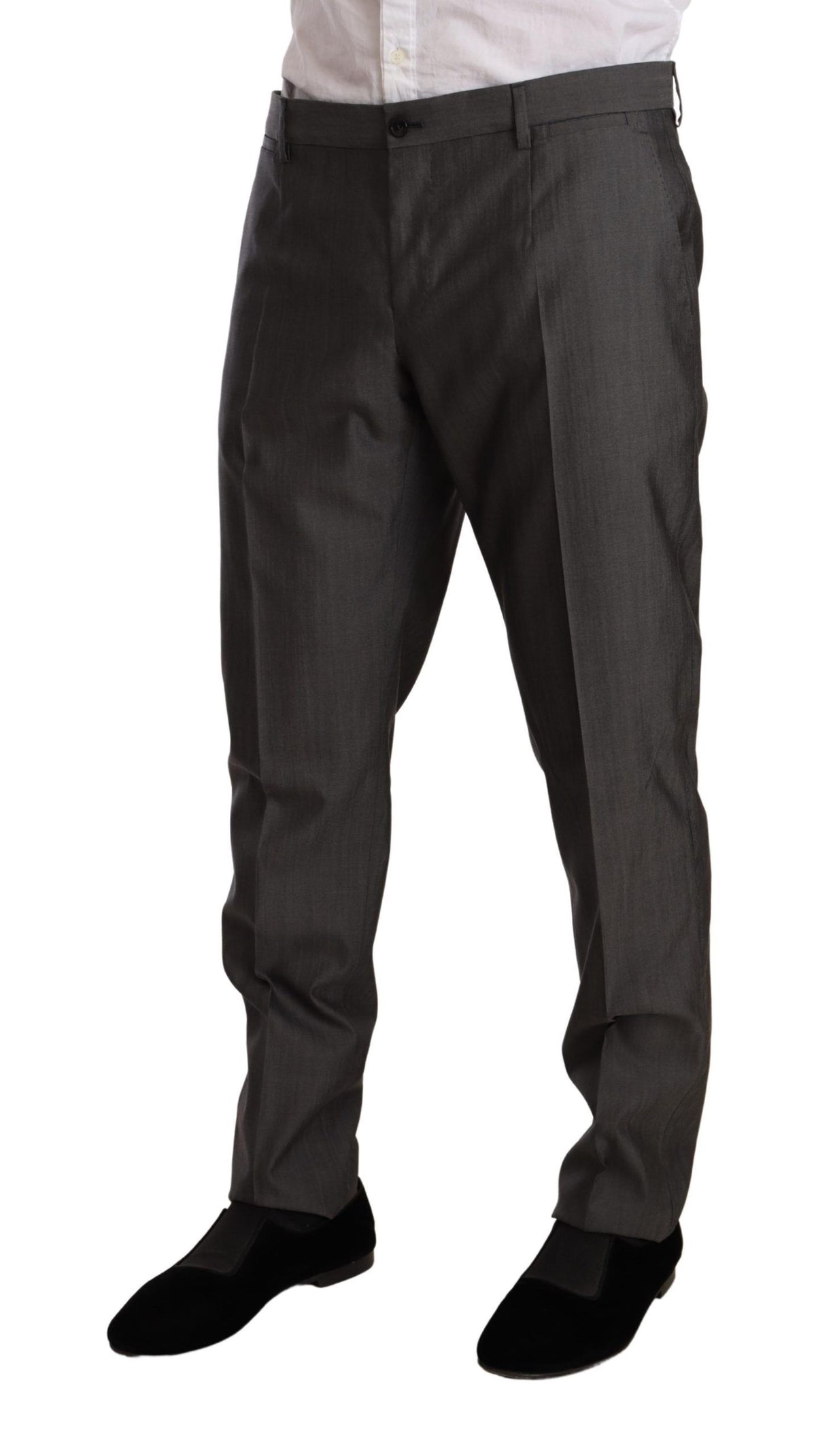 Dolce & Gabbana grå metallic MARTINI slim fit jakkesæt i uld og silke