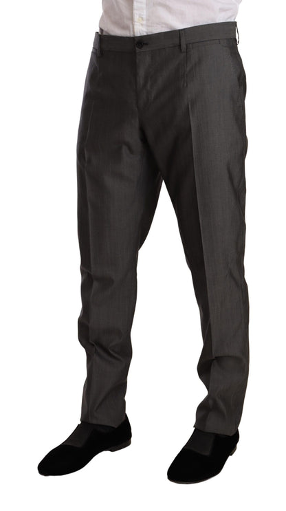 Dolce & Gabbana grå metallic MARTINI slim fit jakkesæt i uld og silke