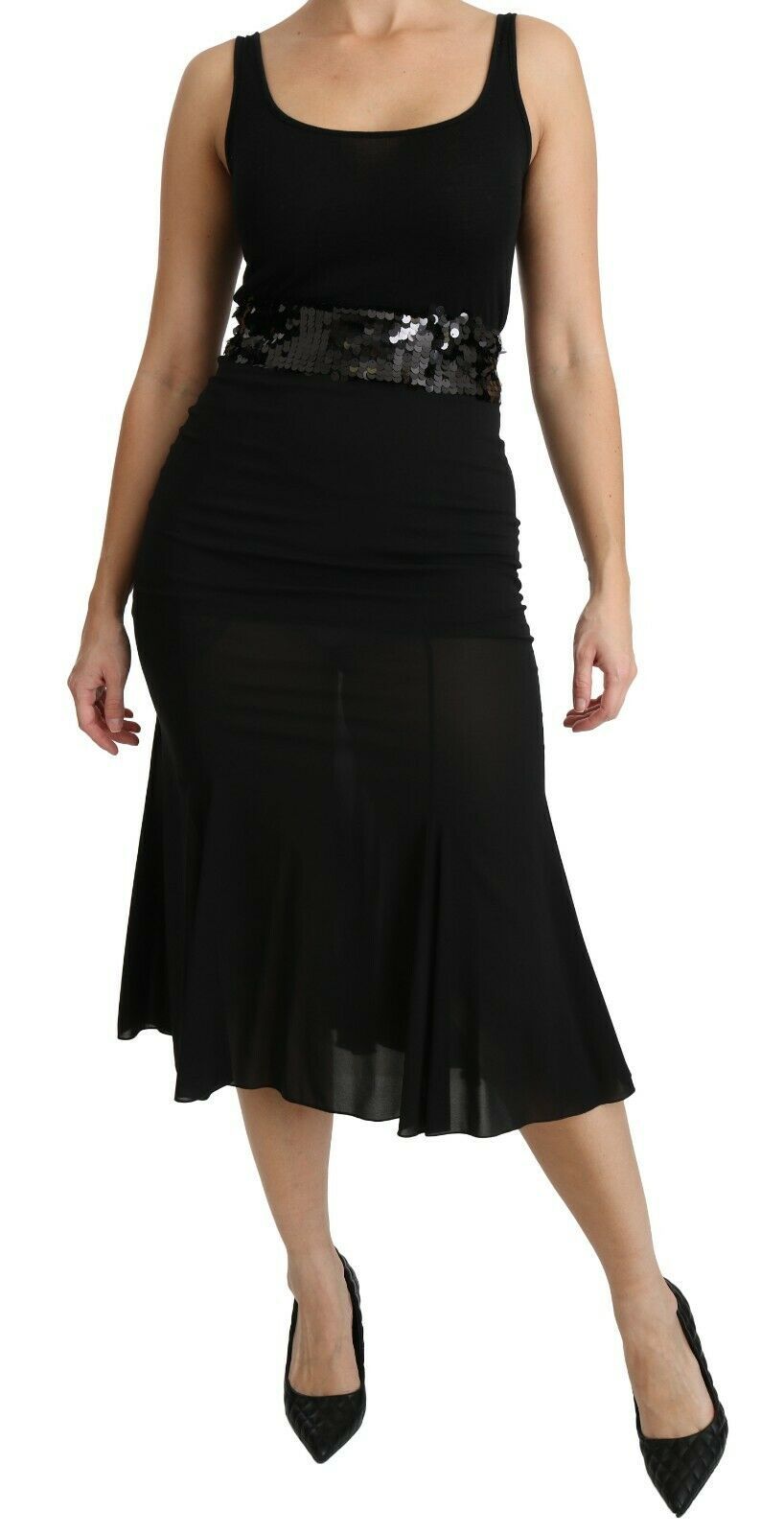 Sort Dolce & Gabbana midi-nederdel i silke