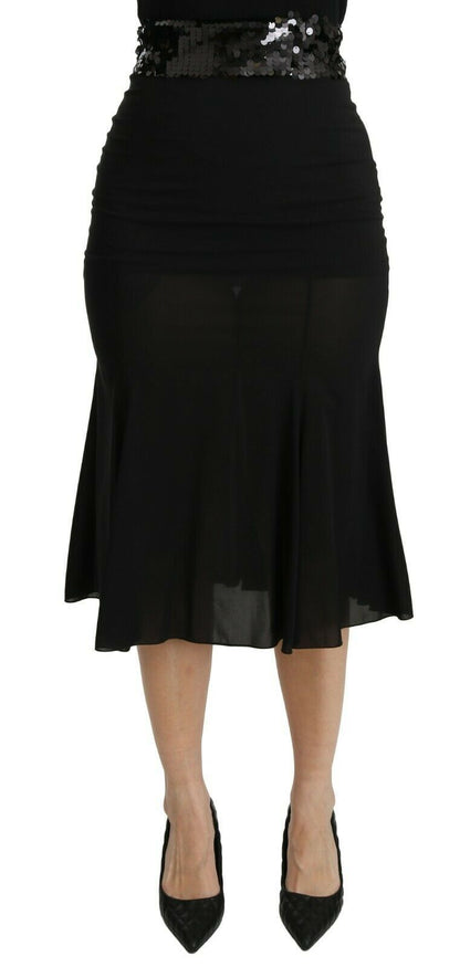 Sort Dolce & Gabbana midi-nederdel i silke