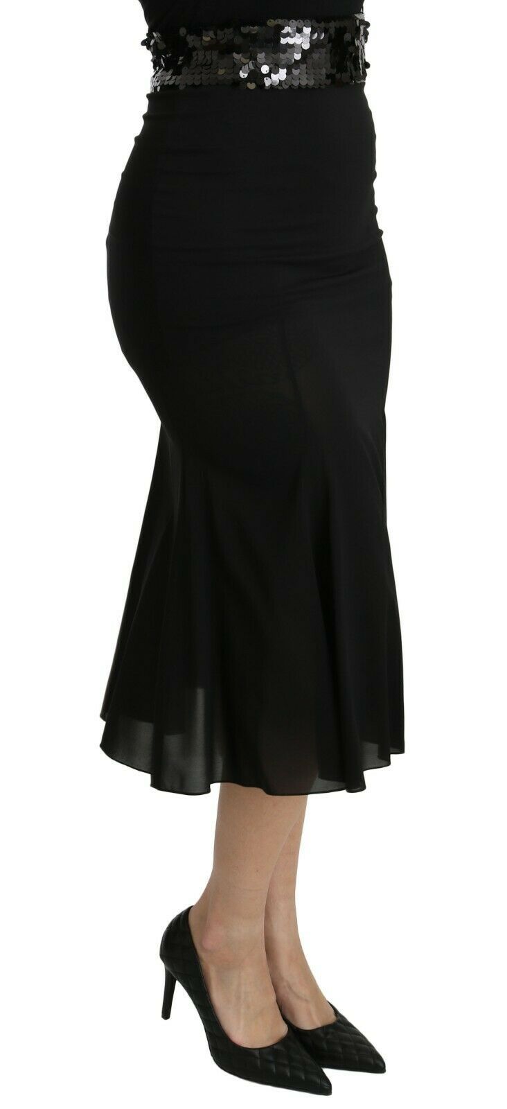 Sort Dolce & Gabbana midi-nederdel i silke