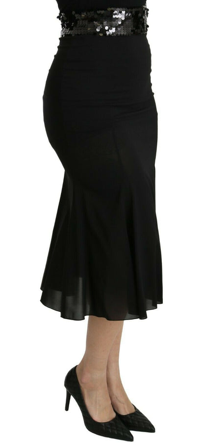 Sort Dolce & Gabbana midi-nederdel i silke