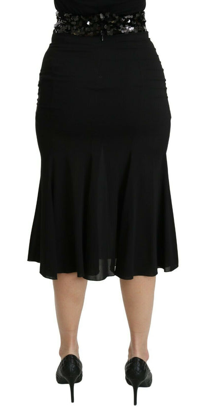 Sort Dolce & Gabbana midi-nederdel i silke