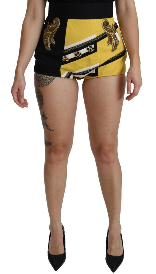 Dolce & Gabbana gule og sorte hotpants i bomuld