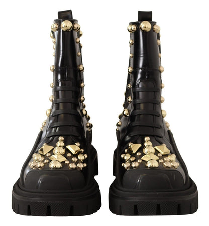 Dolce & Gabbana combatstøvler i læder med nitter – sort