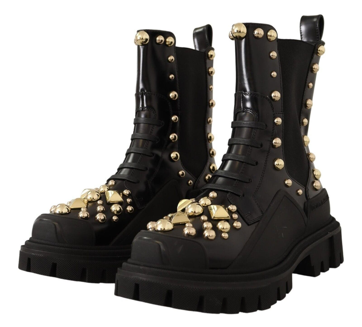 Dolce & Gabbana combatstøvler i læder med nitter – sort