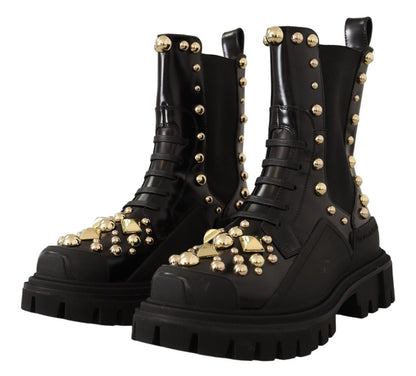Dolce & Gabbana combatstøvler i læder med nitter – sort