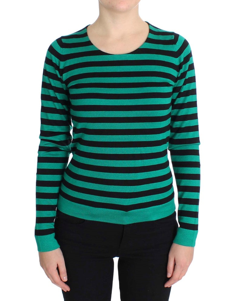 Sort og grøn Dolce & Gabbana sweater i cashmere og silke