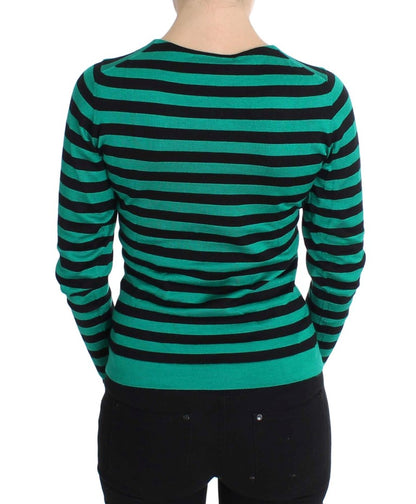 Sort og grøn Dolce & Gabbana sweater i cashmere og silke