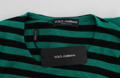 Sort og grøn Dolce & Gabbana sweater i cashmere og silke