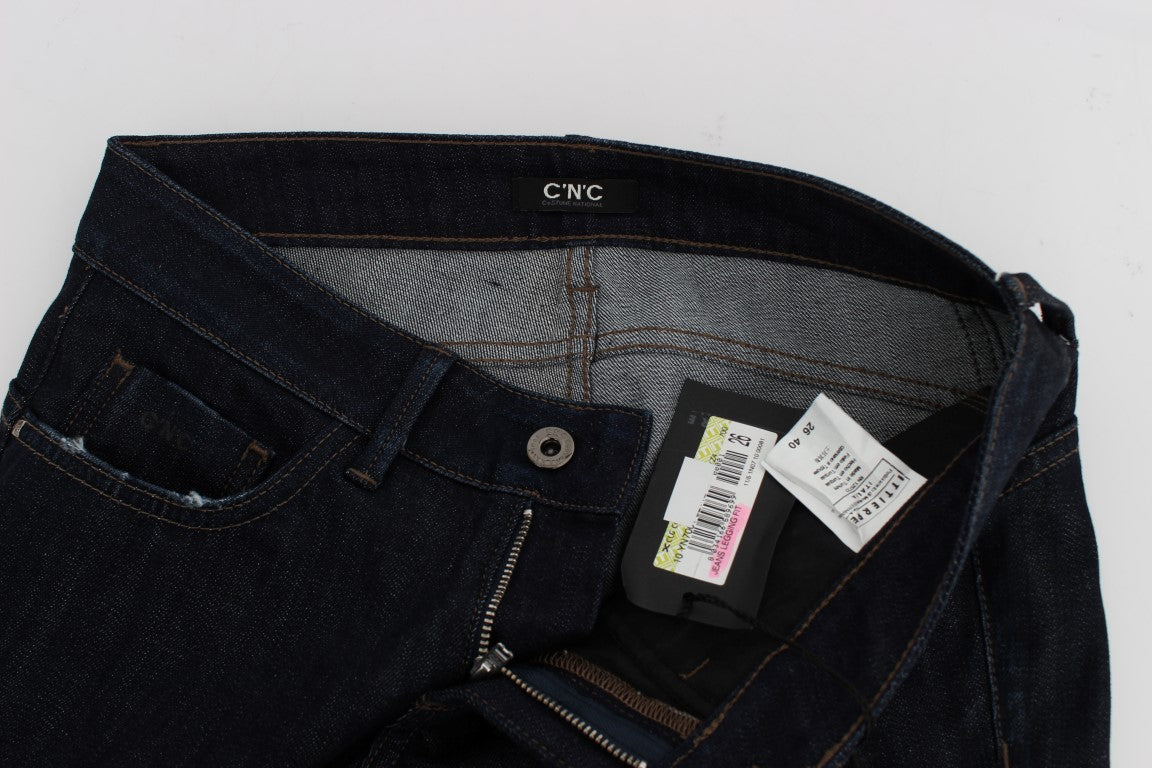 Costume National CNC blå slim fit jeans i bomuld med stretch