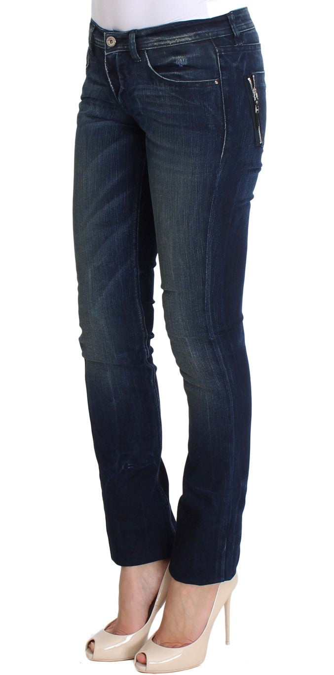 Blå vaskede Costume National CNC slim fit skinny jeans i bomuld og polyester