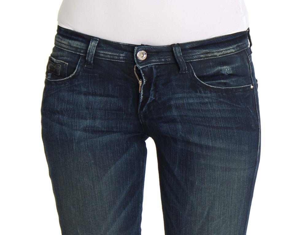 Blå vaskede Costume National CNC slim fit skinny jeans i bomuld og polyester