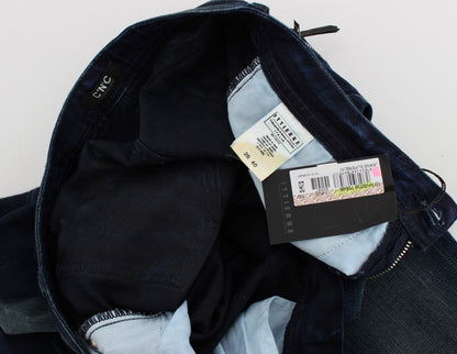 Blå vaskede Costume National CNC slim fit skinny jeans i bomuld og polyester