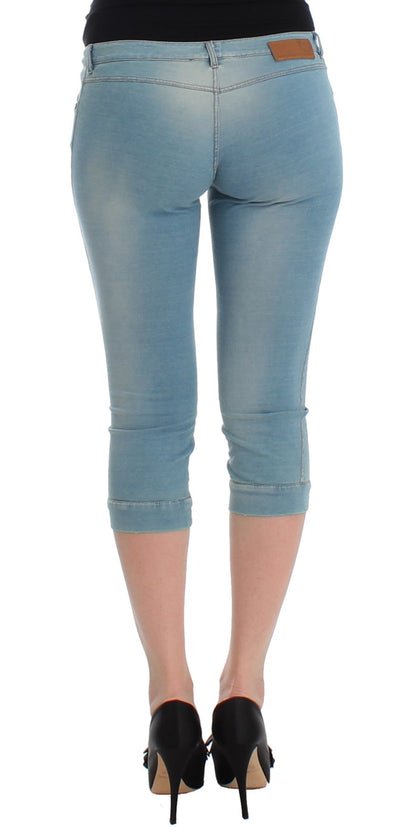 Ermanno Scervino lyseblå caprijeans i bomuldmix