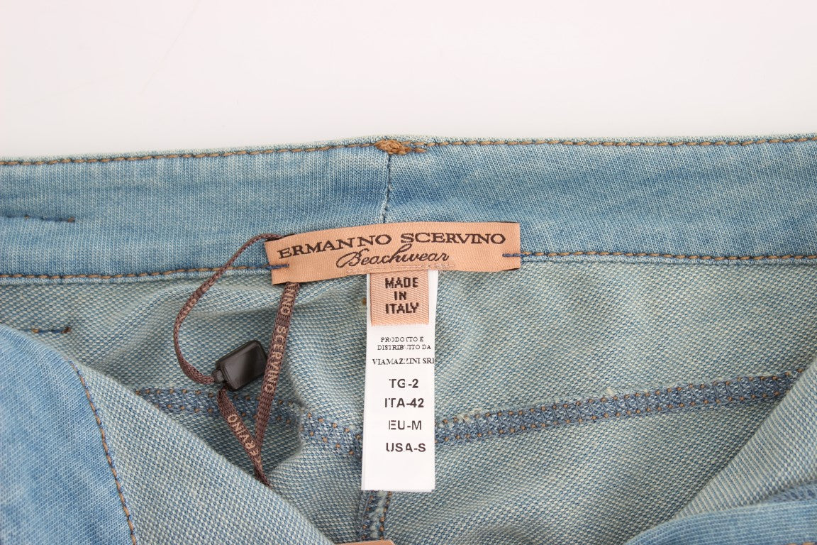 Ermanno Scervino lyseblå caprijeans i bomuldmix