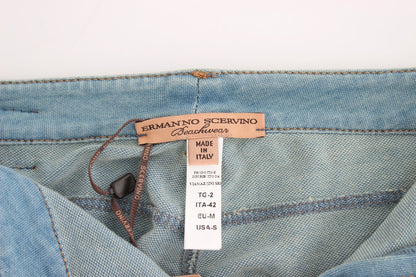 Ermanno Scervino lyseblå caprijeans i bomuldmix