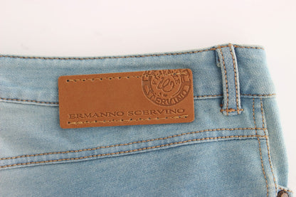 Ermanno Scervino lyseblå caprijeans i bomuldmix