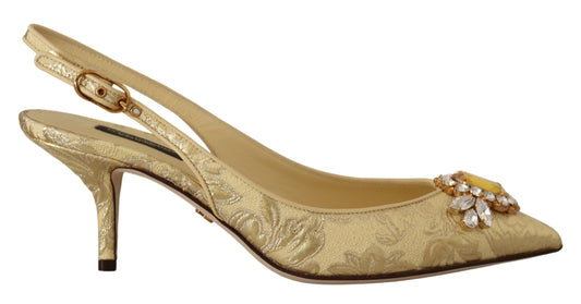 Dolce & Gabbana slingback-pumps med krystaller – guld