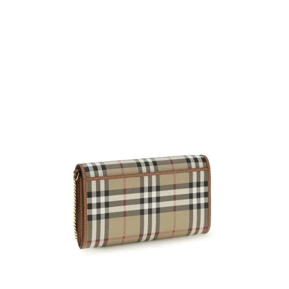 Burberry beige polyethylen clutch med ternet mønster og læderkant