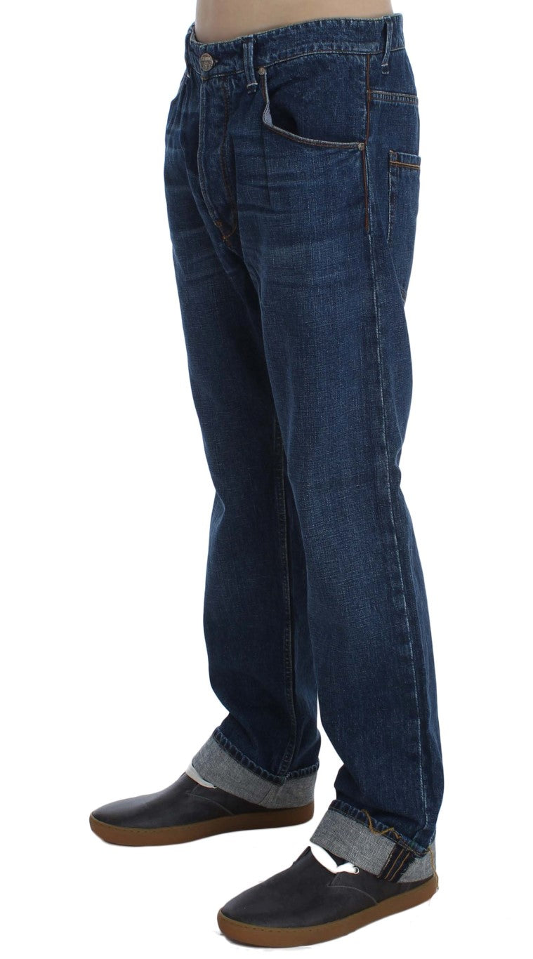 Acht Blue Wash Cotton Baggy Loose Fit Jeans