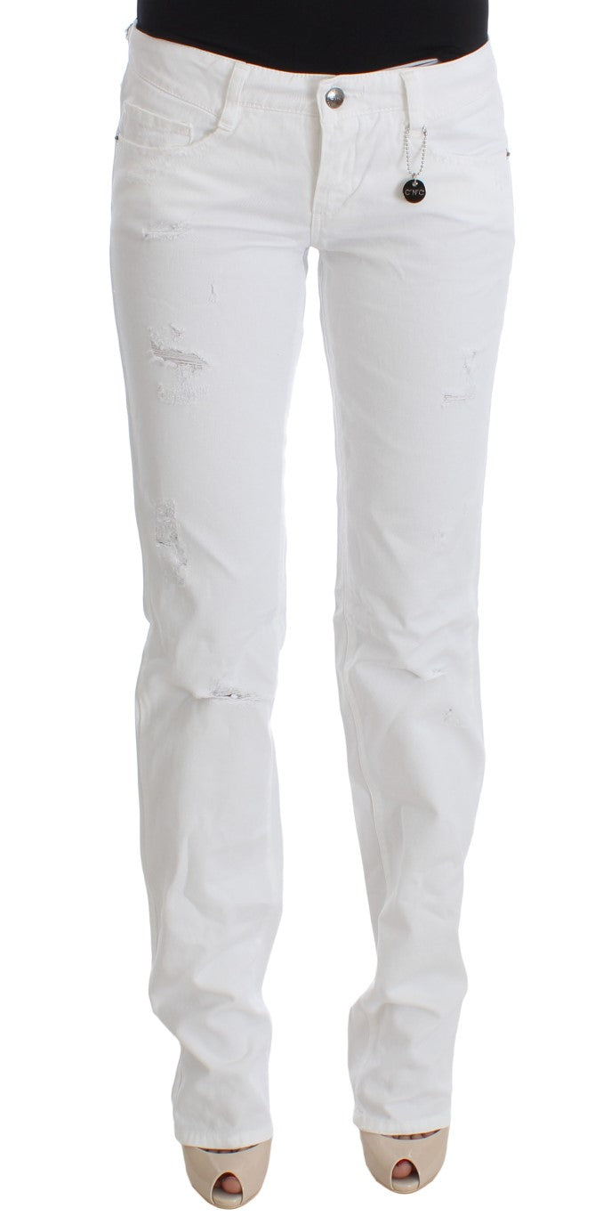 Hvide CoSTUME NATIONAL C’N’C bomuldsjeans med slim fit og bootcut