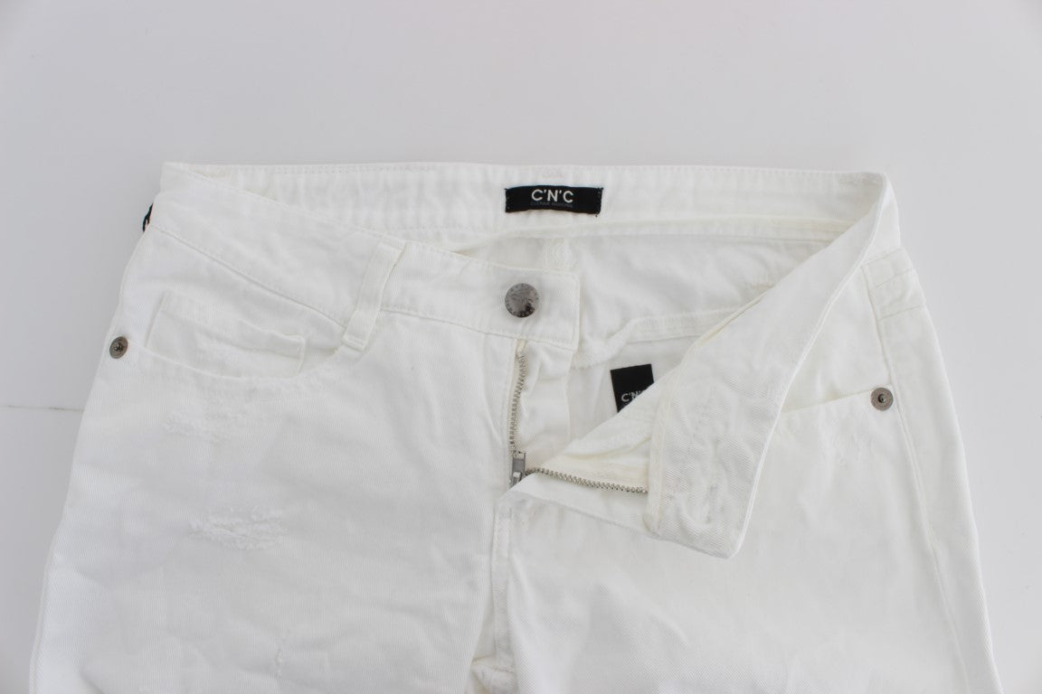 Hvide CoSTUME NATIONAL C’N’C bomuldsjeans med slim fit og bootcut