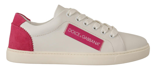 Dolce & Gabbana sneakers til kvinder i læder – hvid/lyserød