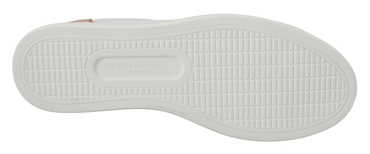 Dolce & Gabbana low-top sneakers i læder – hvid/rosa