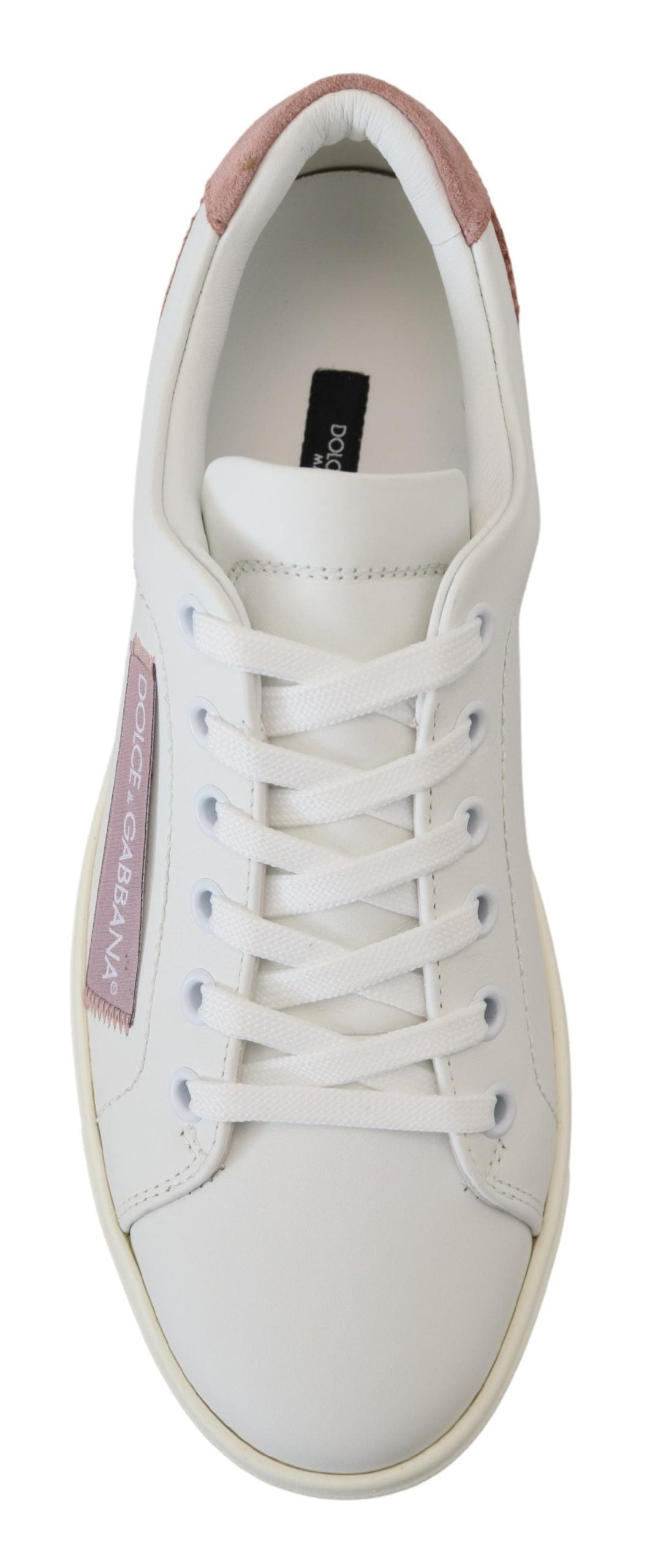 Dolce & Gabbana low-top sneakers i læder – hvid/rosa