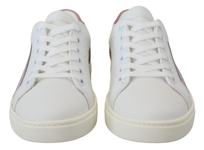 Dolce & Gabbana low-top sneakers i læder – hvid/rosa
