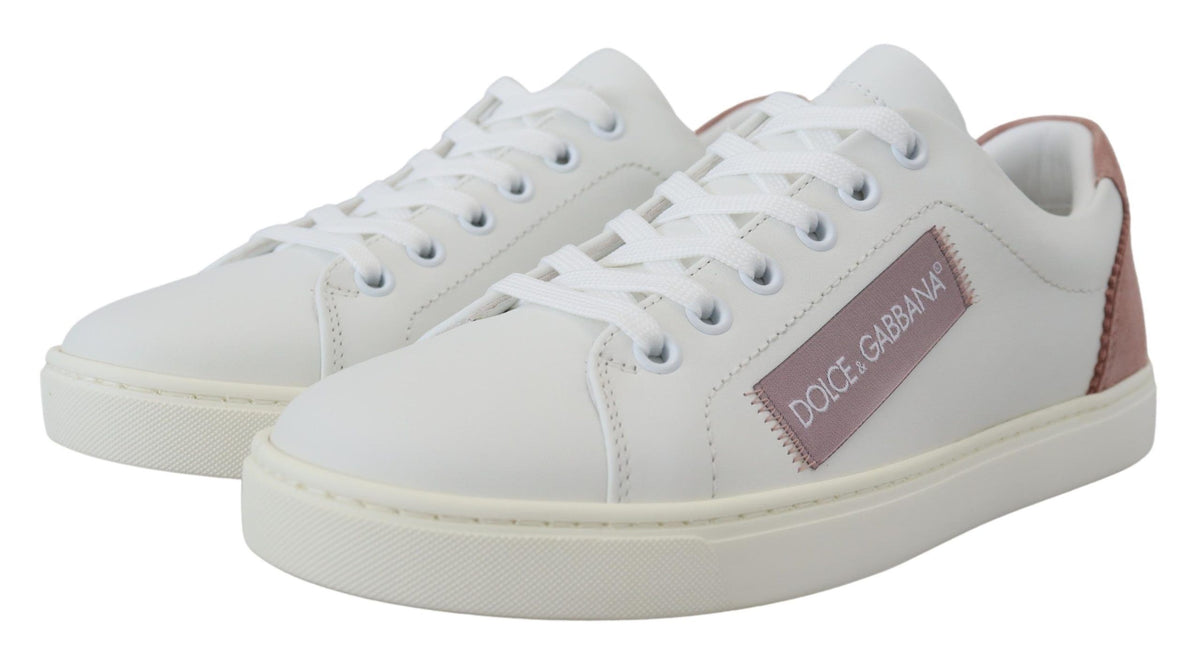 Dolce & Gabbana low-top sneakers i læder – hvid/rosa