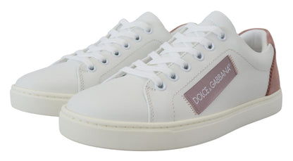 Dolce & Gabbana low-top sneakers i læder – hvid/rosa