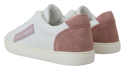 Dolce & Gabbana low-top sneakers i læder – hvid/rosa