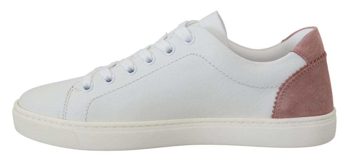 Dolce & Gabbana low-top sneakers i læder – hvid/rosa