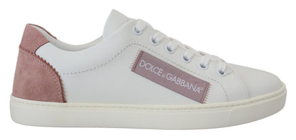 Dolce & Gabbana low-top sneakers i læder – hvid/rosa