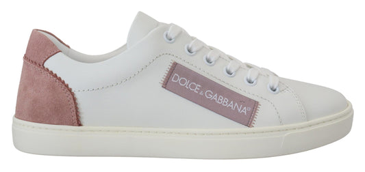 Dolce & Gabbana low-top sneakers i læder – hvid/rosa