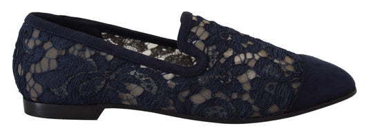 Dolce & Gabbana slip-on loafers med blomsterblonder – blå