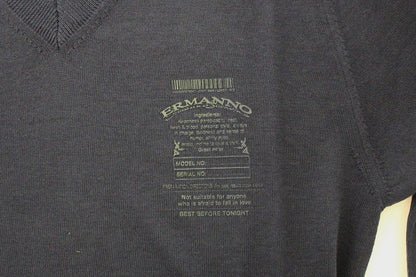 Blå Ermanno Scervino V-hals pullover i akryl og uld